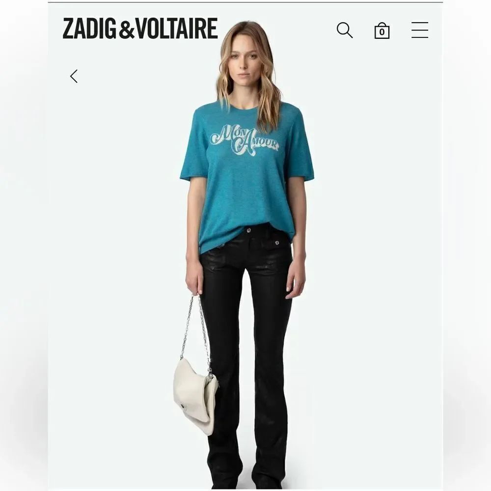 $348 ZADIG & VOLTAIRE Ida Diamante Amour Cashmere Sweater NWT FLAWED